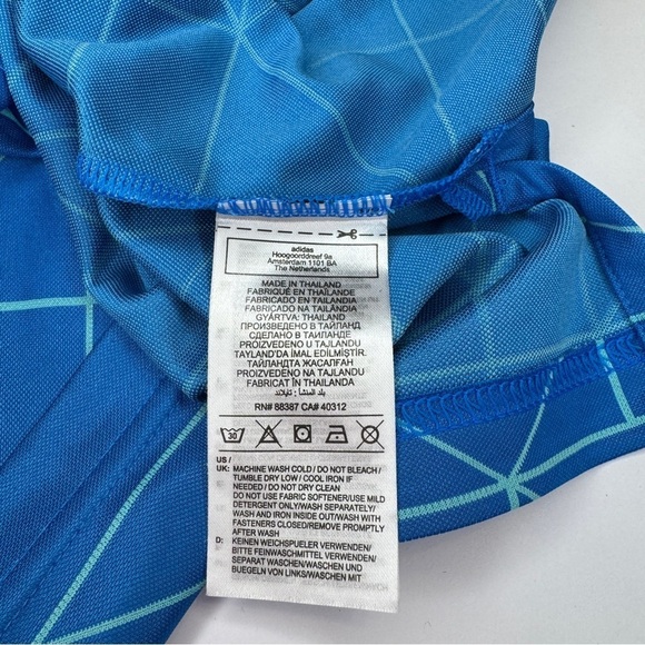 Adidas Men’s Performance Polo Shirt | Blue Geometric Print | Size L - Picture 6 of 9